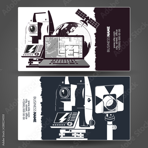 Surveying and cartography cadastral engineer business card