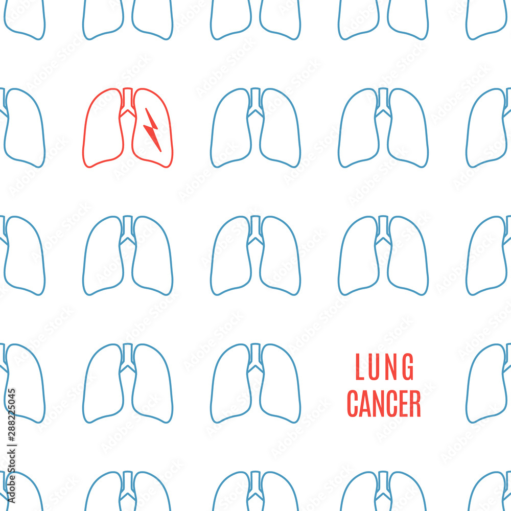 Lung cancer poster made in linear style on white background. Respiratory system disease. Medical concept. Vector illustration. Lung cancer poster made in linear style on white background. Respiratory system disease. Medical concept. Vector illustration.
