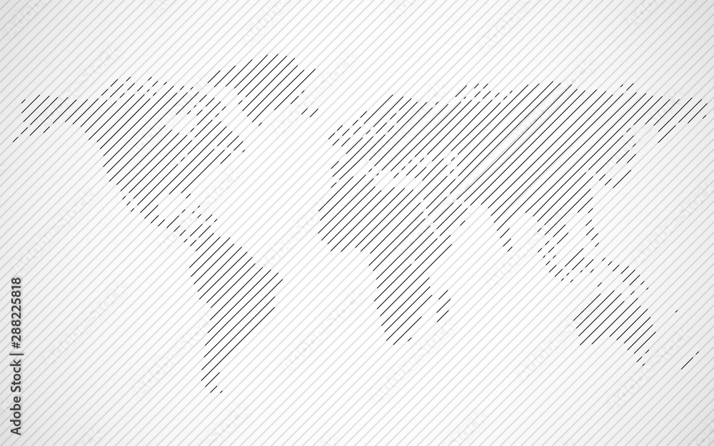 Fototapeta premium Abstract World map with lines. World stripes map. Vector