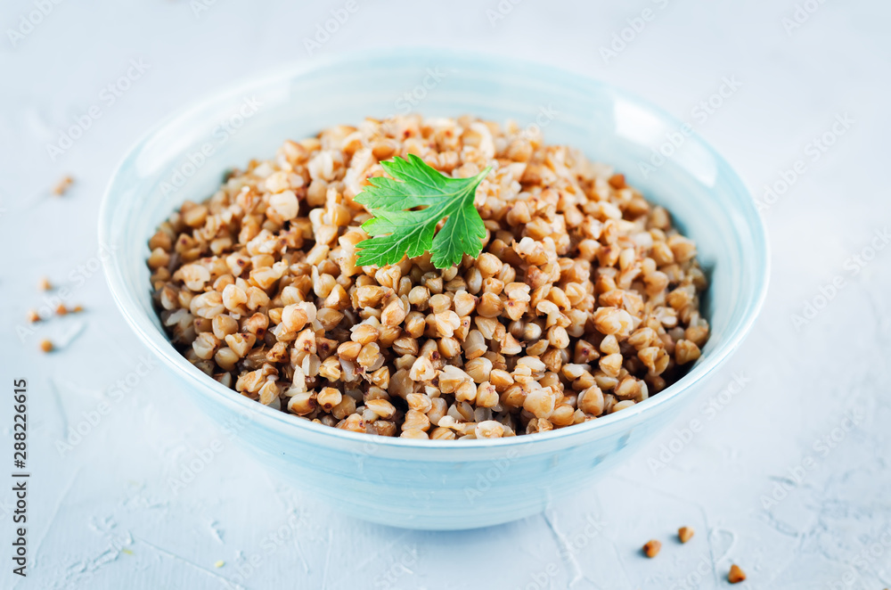 Buckwheat porridge with fresh parsley leaves Buckwheat porridge with fresh parsley leaves