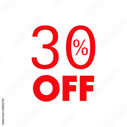 Logotipo con texto 30 por ciento con OFF horizontal en color rojo