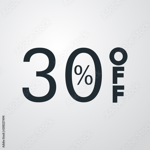 Logotipo con texto 30 por ciento con OFF vertical en fondo gris