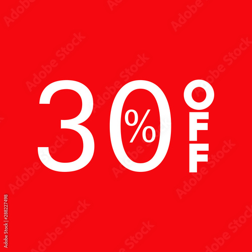 Logotipo con texto 30 por ciento con OFF vertical en fondo rojo