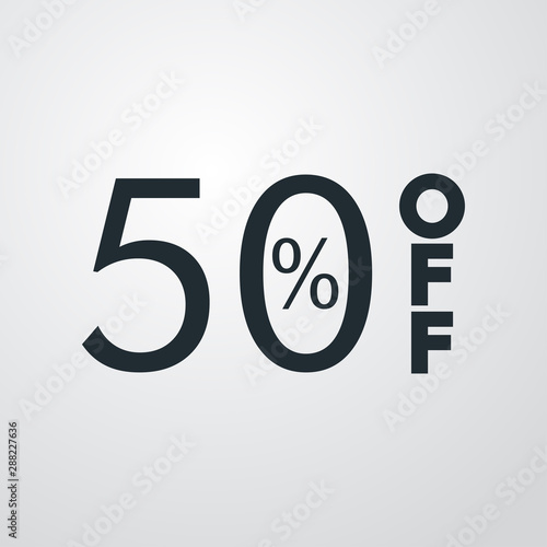 Logotipo con texto 50 por ciento con OFF vertical en fondo gris