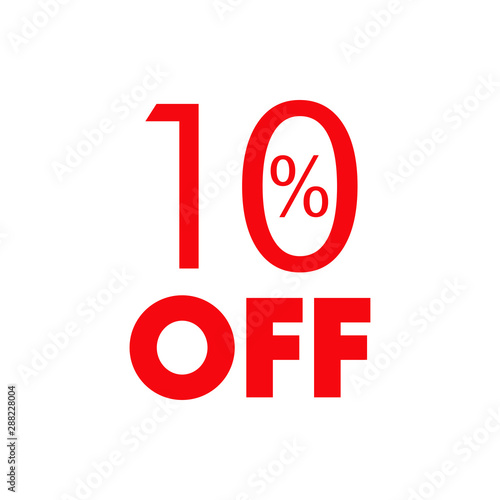 Logotipo con texto 10 por ciento con OFF horizontal en color rojo