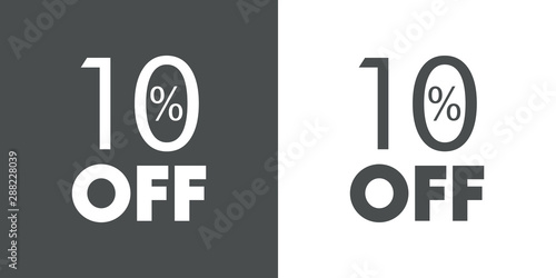 Logotipo con texto 10 por ciento con OFF horizontal en gris y blanco