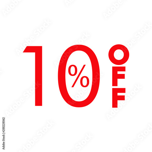 Logotipo con texto 10 por ciento con OFF vertical en color rojo
