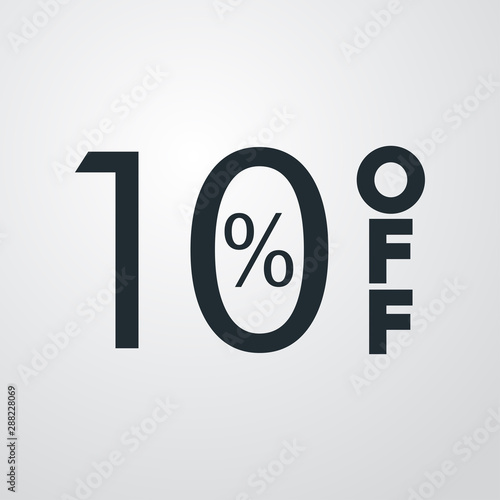Logotipo con texto 10 por ciento con OFF vertical en fondo gris