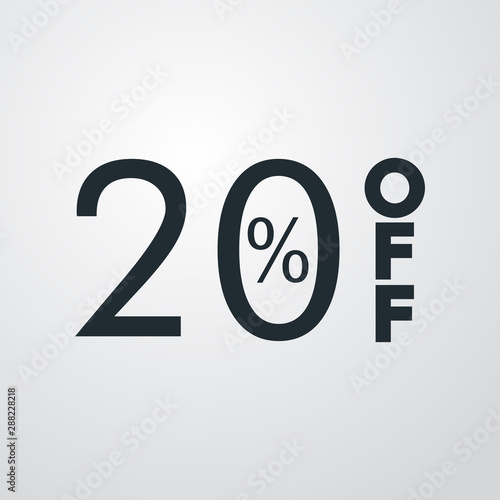 Logotipo con texto 20 por ciento con OFF vertical en fondo gris
