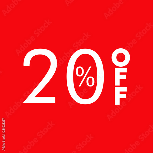 Logotipo con texto 20 por ciento con OFF vertical en fondo rojo