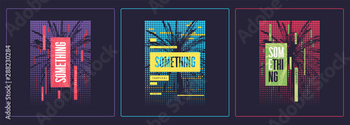 Collection of three vector stylized graphic summer t-shirt designs with the hand drawn palm tree