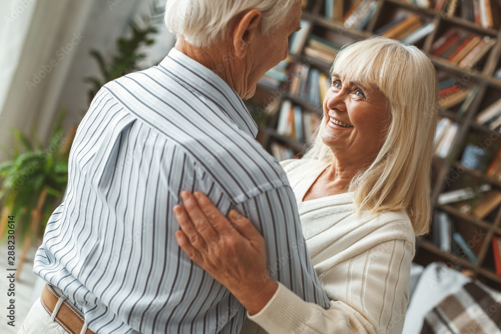 Senior couple together at home retirement concept dancing ballroom dance happy close-up Senior couple together at home retirement concept dancing ballroom dance happy close-up