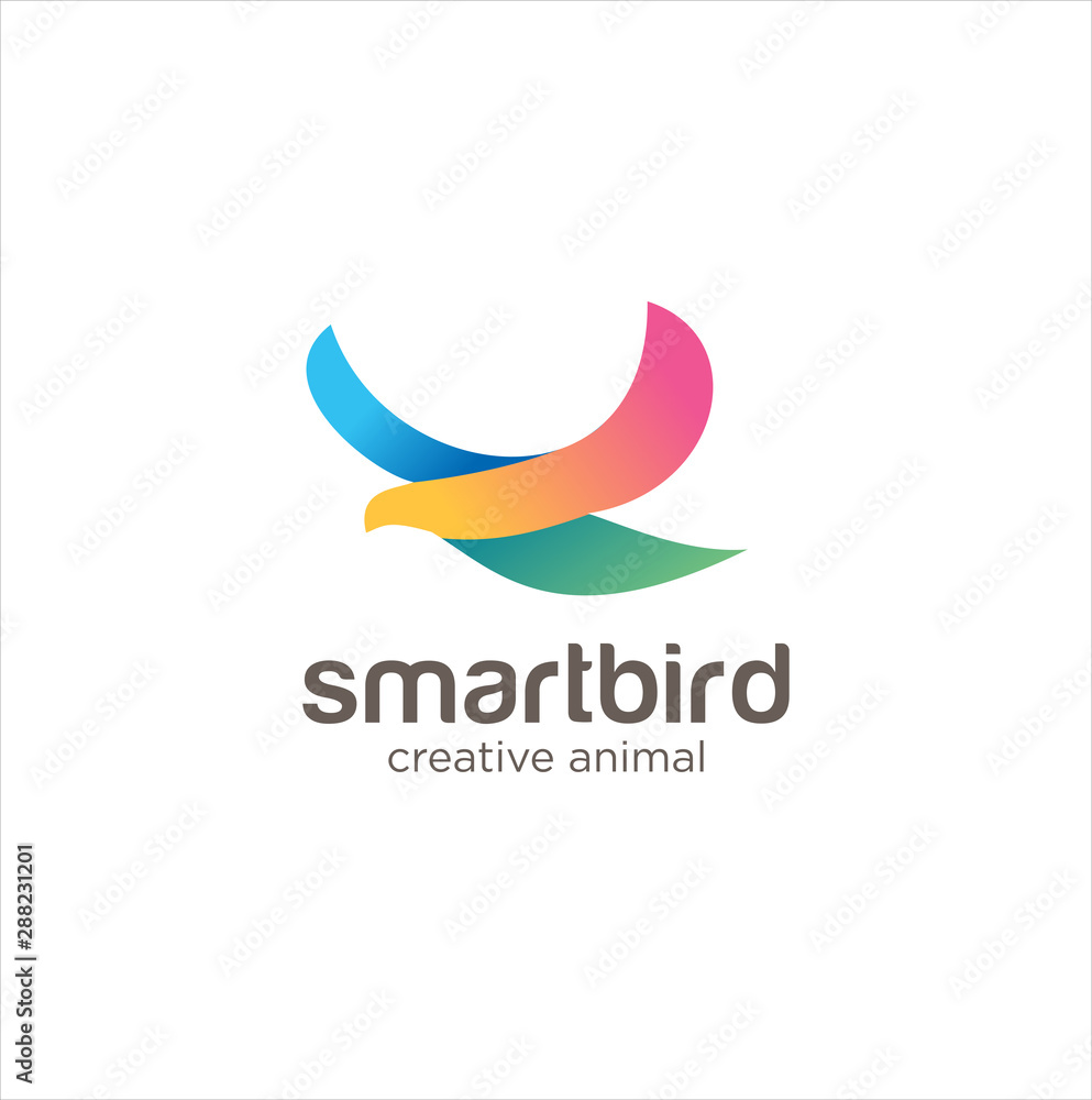 Obraz premium Smart Bird Logo Design Creative Color Sign .Fliying Bird colibri hummingbird logo Colorful Design Illustration