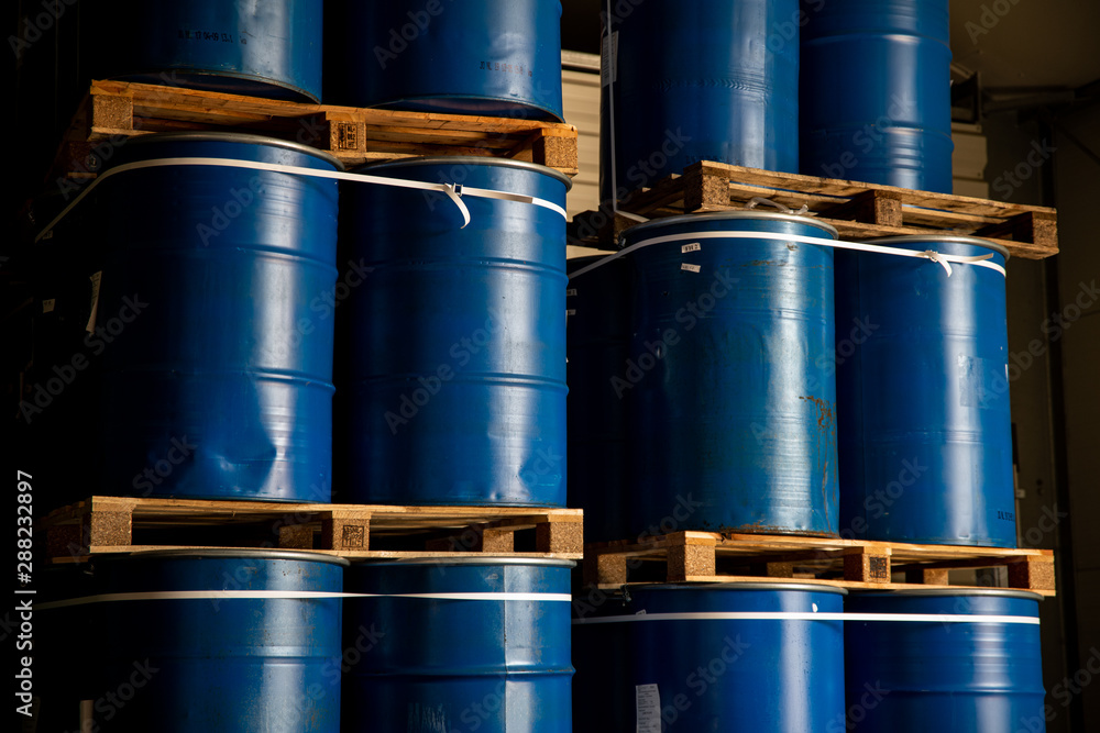 blue barrels - chemical plant blue barrels - chemical plant