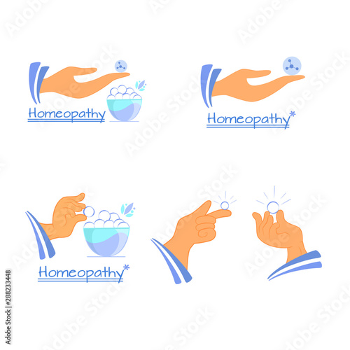 set of alternative medicine homeopathy