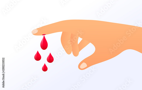 Flat blood test or analysis concept