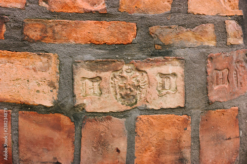 Red old bricks. Masonry. Wall texture. Close up