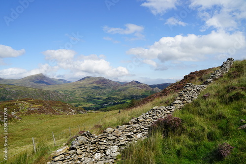 Stone Wall and Structures on a Rural Landscape in Wales