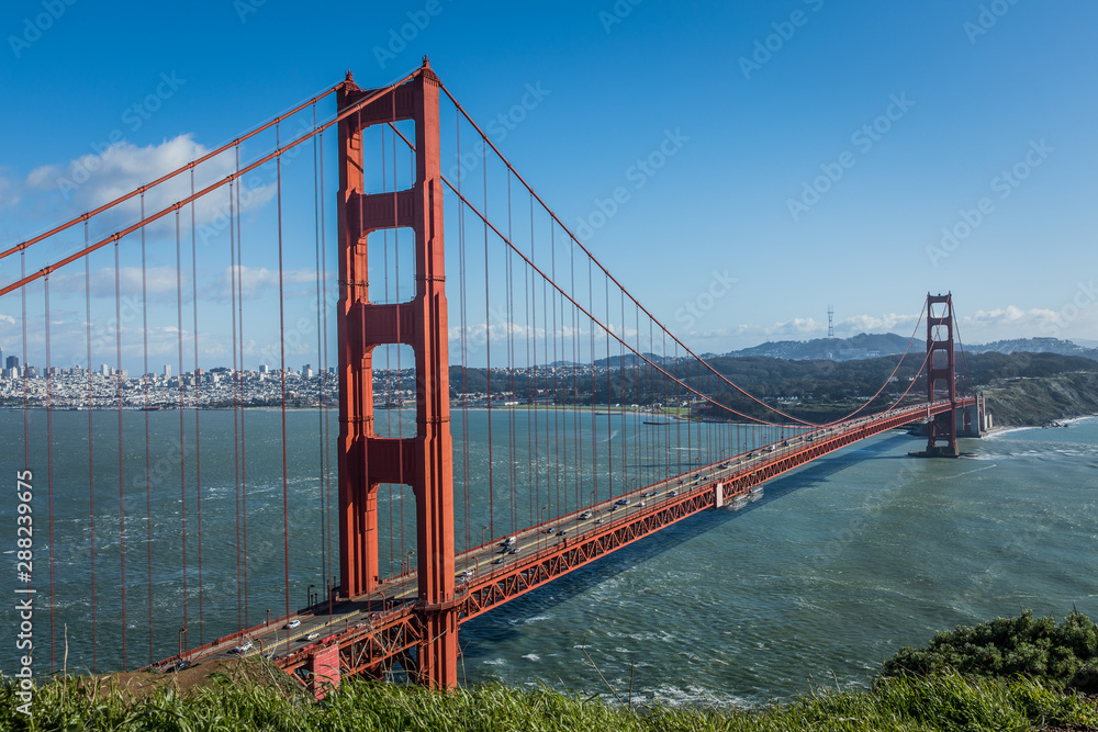 A view of the Golden Gate from up high. 
