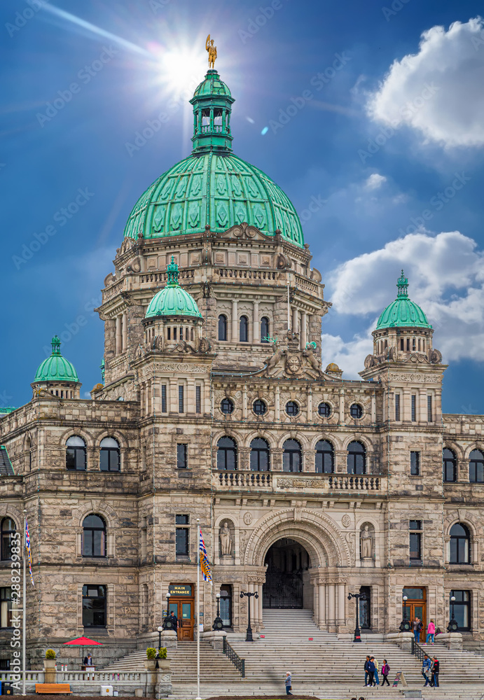 VICTORIA, BRITISH COLUMBIA - May 18, 2017: Victoria is the capital city of the Canadian province of British Columbia, located on the southern tip of Vancouver Island off Canada's Pacific coast.
