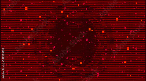 Digital Binary Code on Red BG. Cybercrime Concept