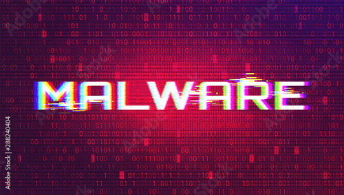 Malware Cyber Security Alert Concept. Dark Red BG