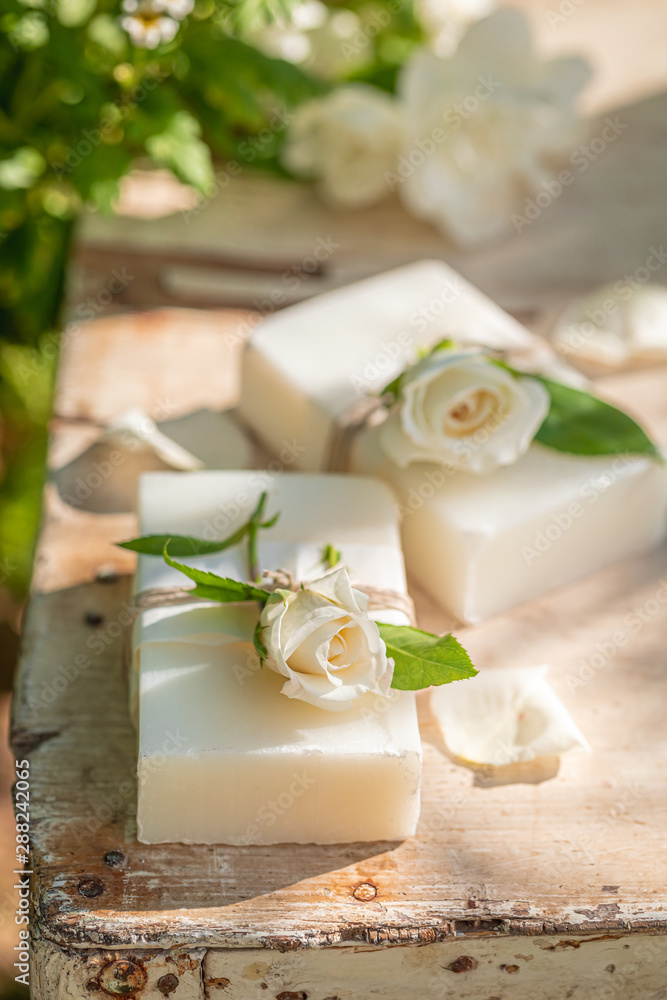 Handmade and aromatic rose soap made of fresh flowers