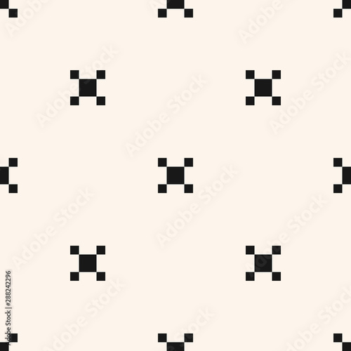 Vector minimalist geometric seamless pattern with small squares, cubic flowers