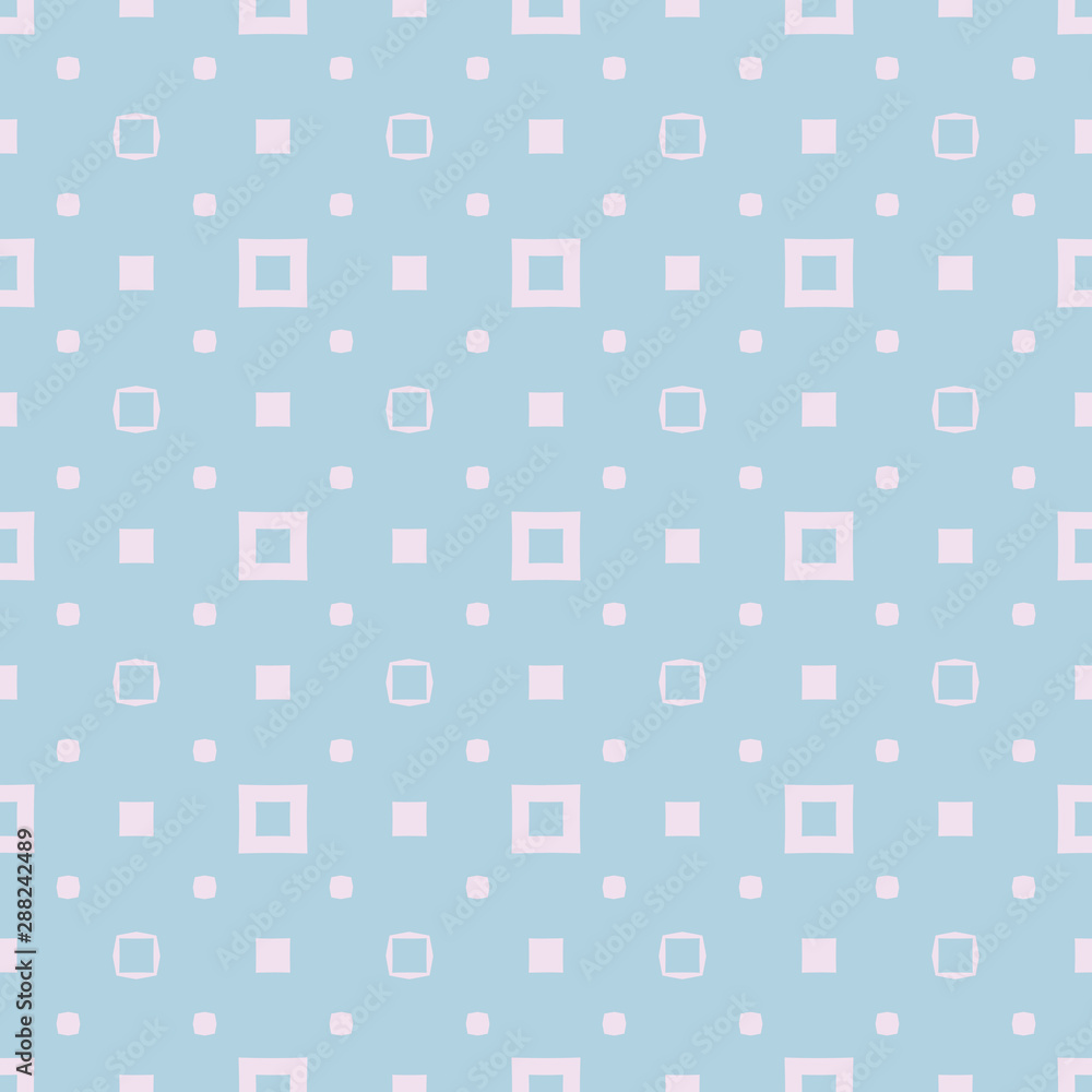 Geometric seamless pattern with small squares, dots. Light turquoise and lilac Geometric seamless pattern with small squares, dots. Light turquoise and lilac