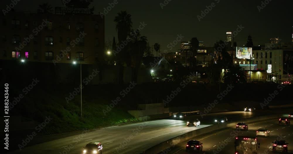 Night time traffic on Highway 101 in Los Angeles, California Night time traffic on Highway 101 in Los Angeles, California
