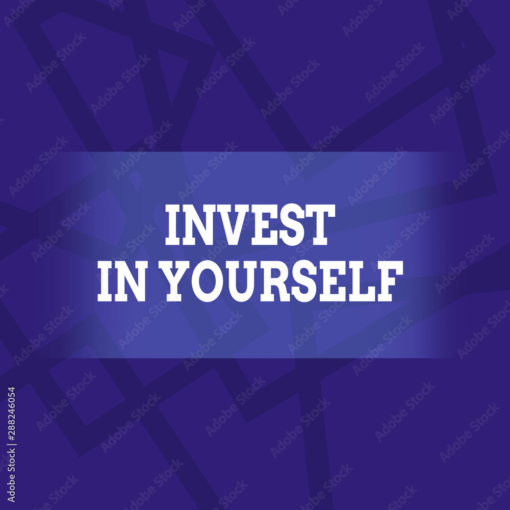 Conceptual hand writing showing Invest In Yourself. Concept meaning learn new things or materials thus making your lot better Geometric Outlined Shape in Violet Monochrome Abstract Pattern