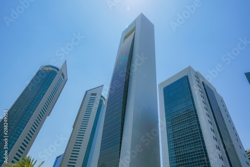 Street and buildings in ultra-modern business district of Al Dafna.