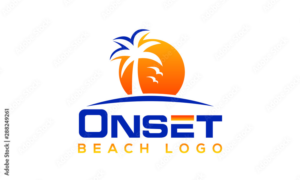 Palm tree icon of summer and travel logo vector illustration design, Beach logo design Vector, sunset logo design. wave logo vector illustration, Beach logo design Vector, holiday, palm logo template 