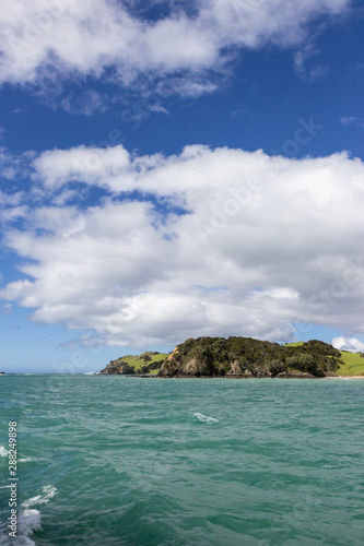 view from boat of Bay of Islands, New Zealand