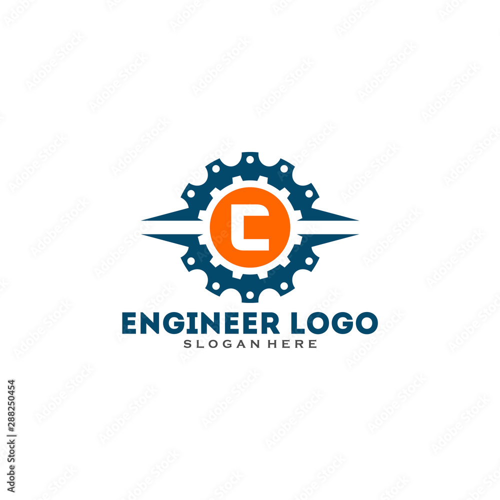 Initial letter C logo with Gears sign. Gear Vector Template. Initial letter C logo with Gears sign. Gear Vector Template.