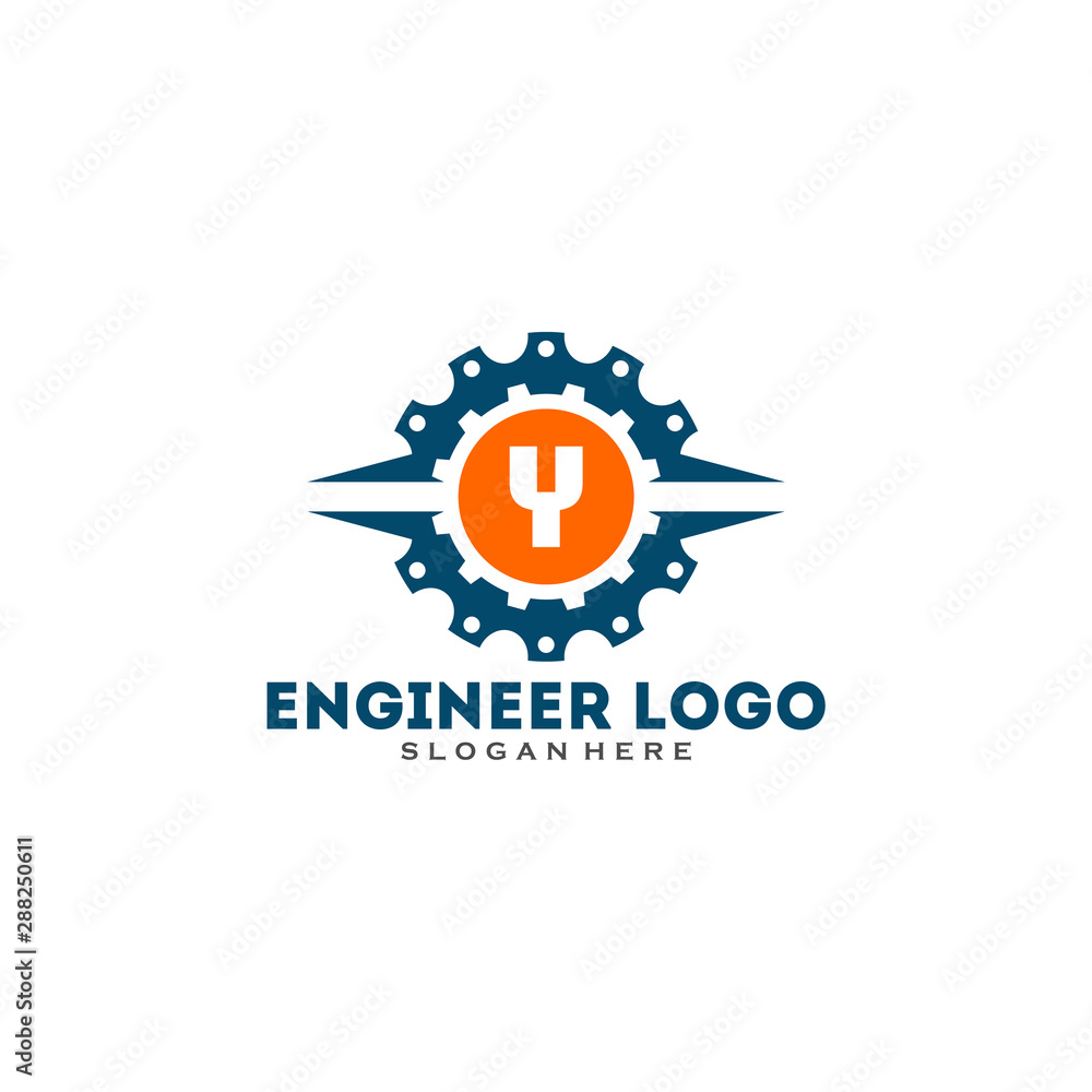 Initial letter Y logo with Gears sign. Gear Vector Template. Initial letter Y logo with Gears sign. Gear Vector Template.