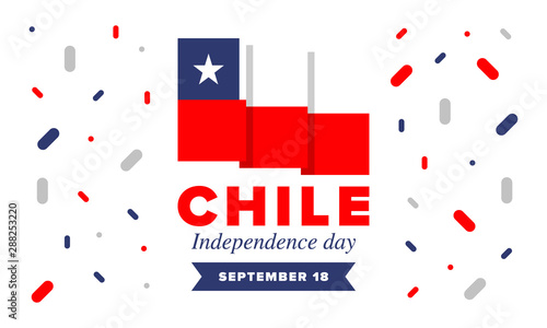 Chile Independence Day. Happy national holiday Fiestas Patrias. Freedom day. Celebrate annual in September 18. Chile flag. Patriotic chilean design. Poster, card, banner, template, background. Vector