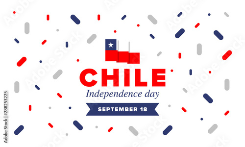 Chile Independence Day. Happy national holiday Fiestas Patrias. Freedom day. Celebrate annual in September 18. Chile flag. Patriotic chilean design. Poster, card, banner, template, background. Vector