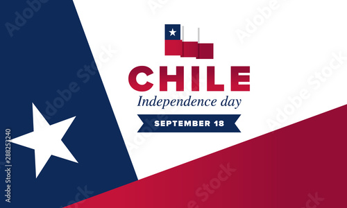 Chile Independence Day. Happy national holiday Fiestas Patrias. Freedom day. Celebrate annual in September 18. Chile flag. Patriotic chilean design. Poster, card, banner, template, background. Vector