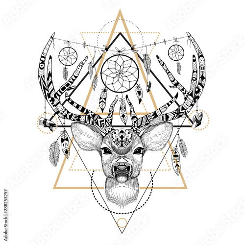 Textured deer in aztec style