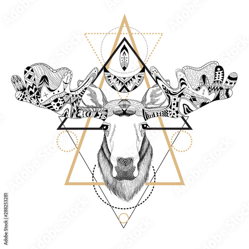 Textured moose in aztec style