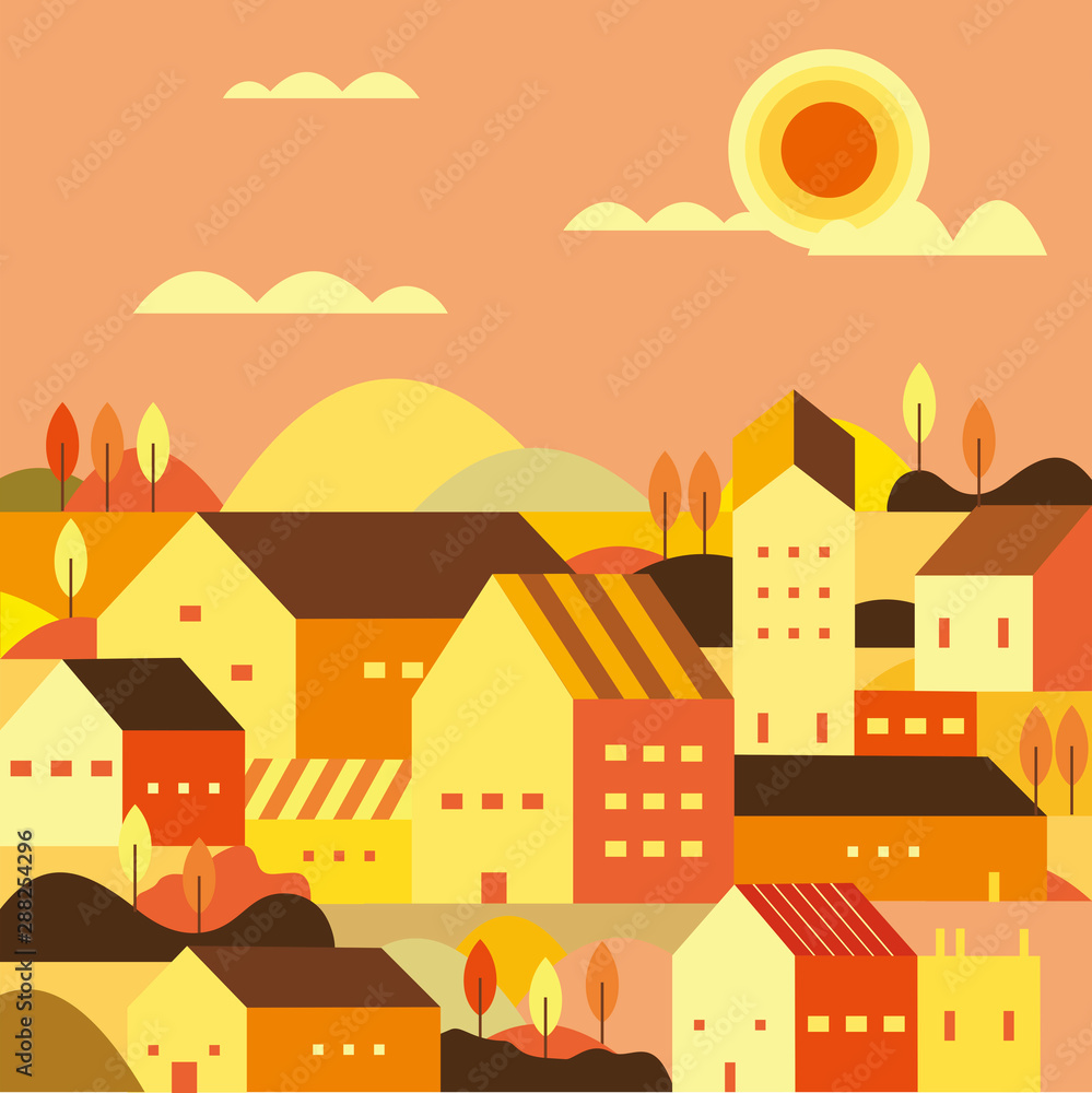 city flat background at afternoon