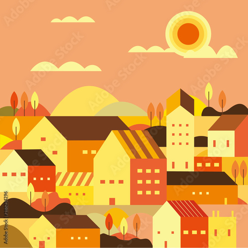 city flat background at afternoon