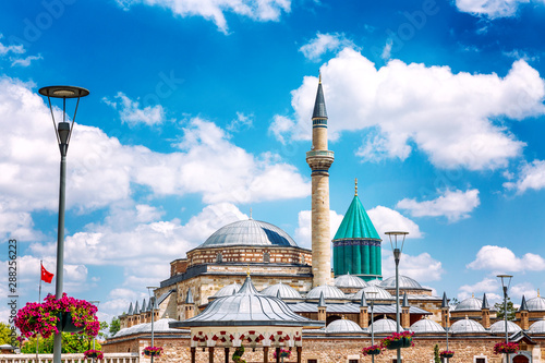 The Mevlana Museum in Konya. Beautiful view of historical architecture. Bright sunny day. photo