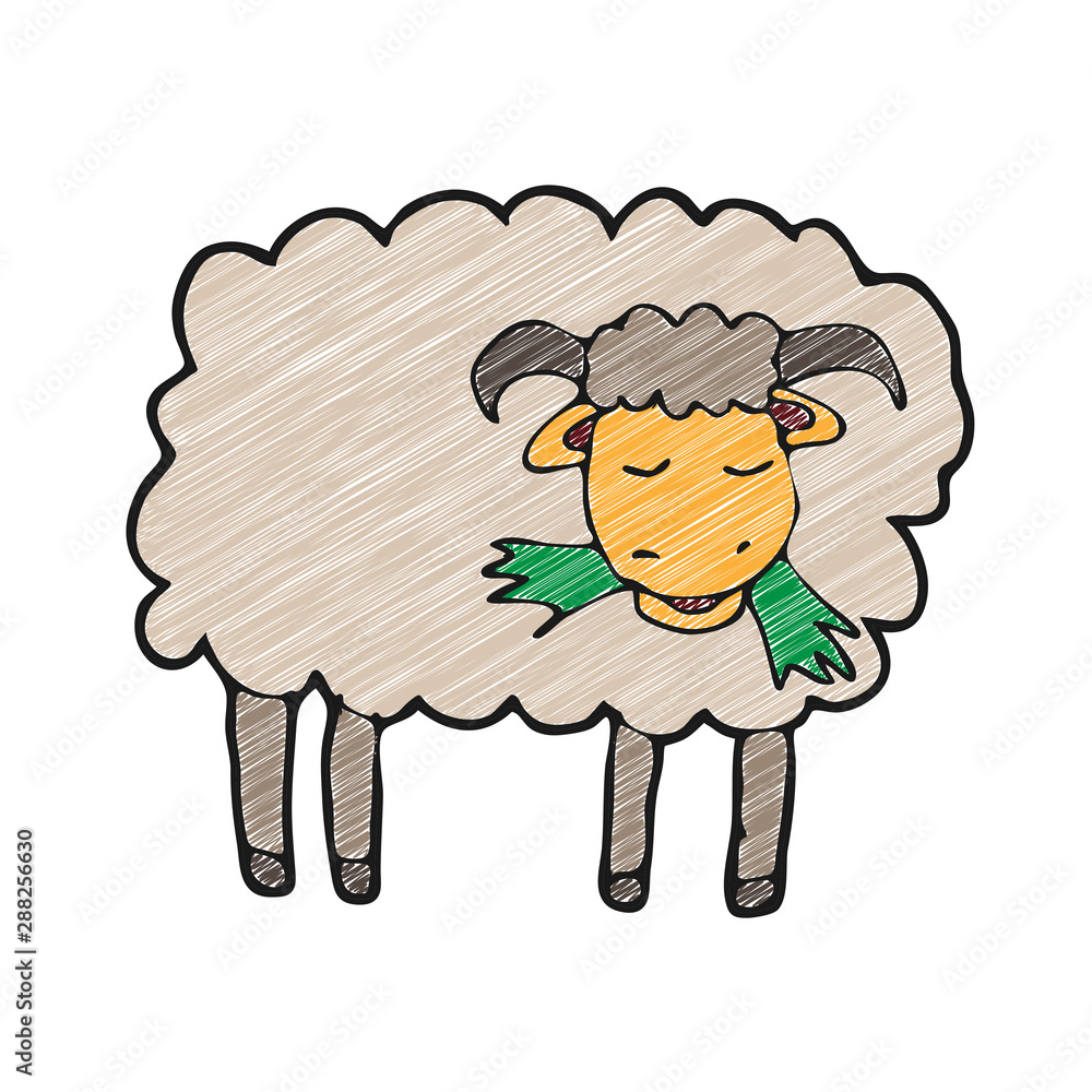 digitally drawn illustration sheep design. hand drawing texture style digitally drawn illustration sheep design. hand drawing texture style