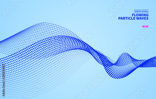 Vector abstract blue business tech curve particle wave background