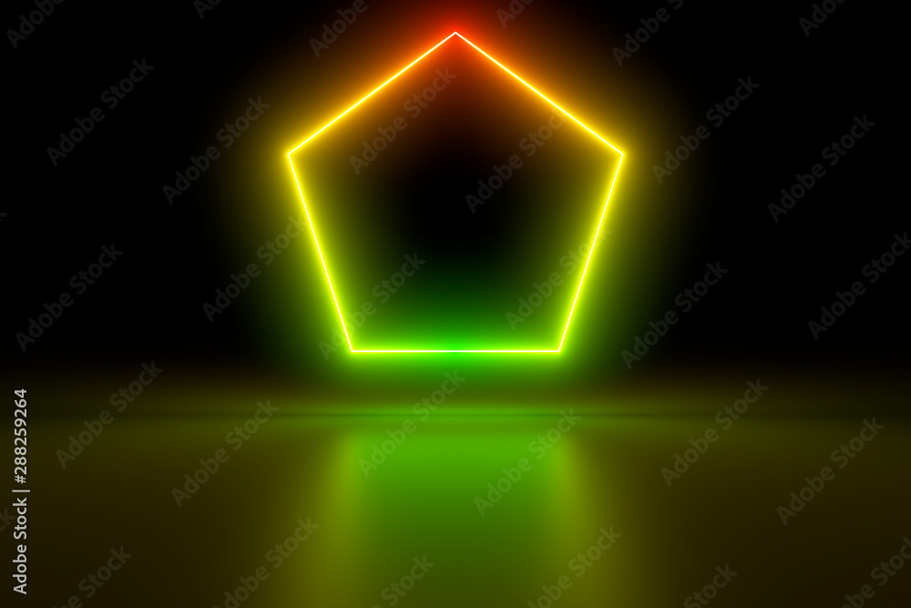 Colored luminous geometric shape on a black background. Colored luminous geometric shape on a black background.