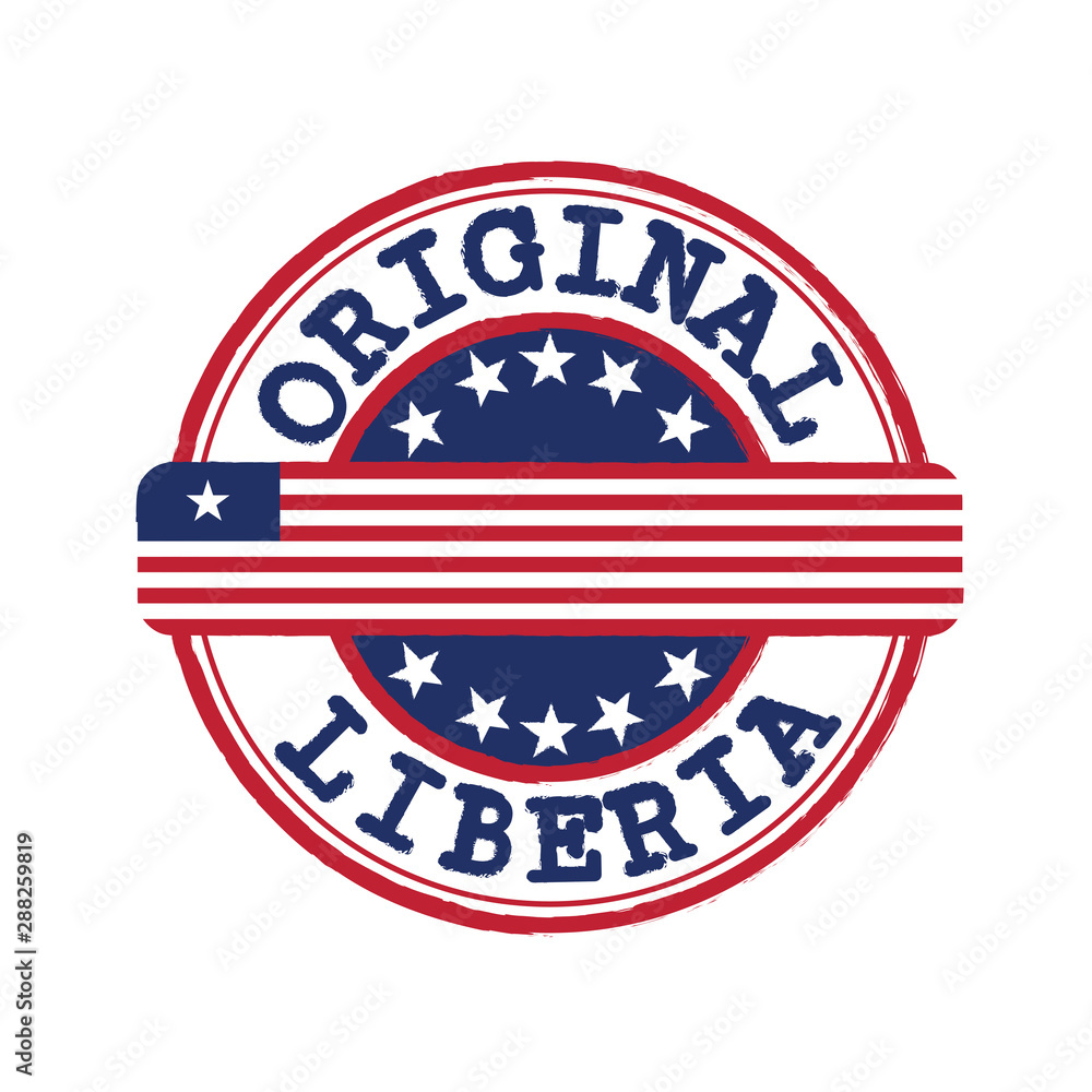 Vector Stamp of Original logo with text Liberia and Tying in the middle with nation Flag. Vector Stamp of Original logo with text Liberia and Tying in the middle with nation Flag.