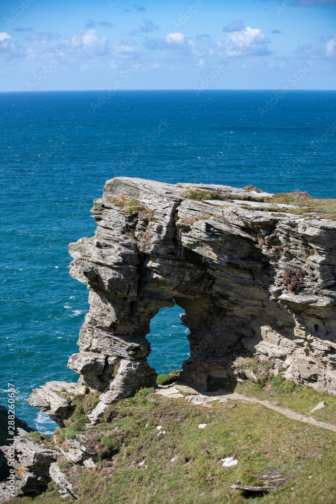 Rock Arch looking out to sea in Cornwall