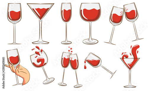 wine glass vector set graphic clipart design
